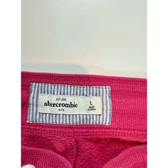 Abercrombie Kids Pink Fitch NY Logo Jogger Sweatpants Girls Size L Large - Picture 2 of 5
